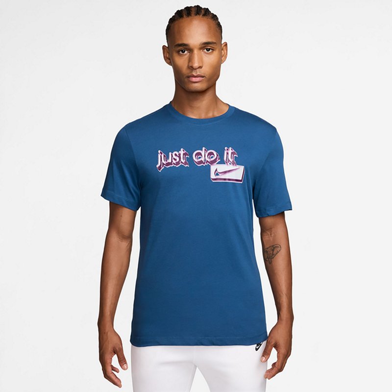 Nike Just Do It Mens Crew Neck Short Sleeve T-Shirt, Medium, Blue