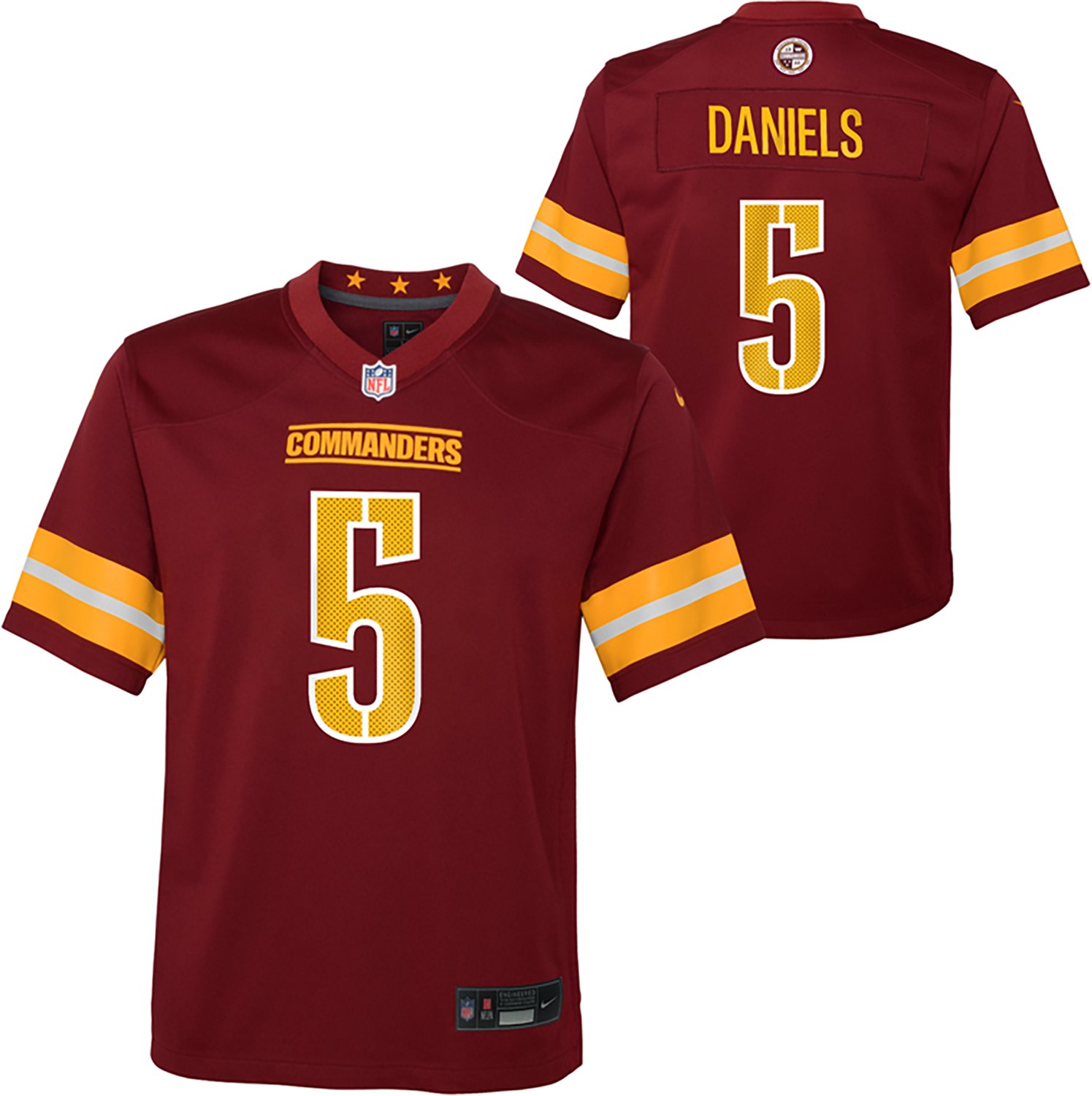 Nike Boys' Commanders Jayden Daniels Game Team Player Name & Number Jersey - view number 3