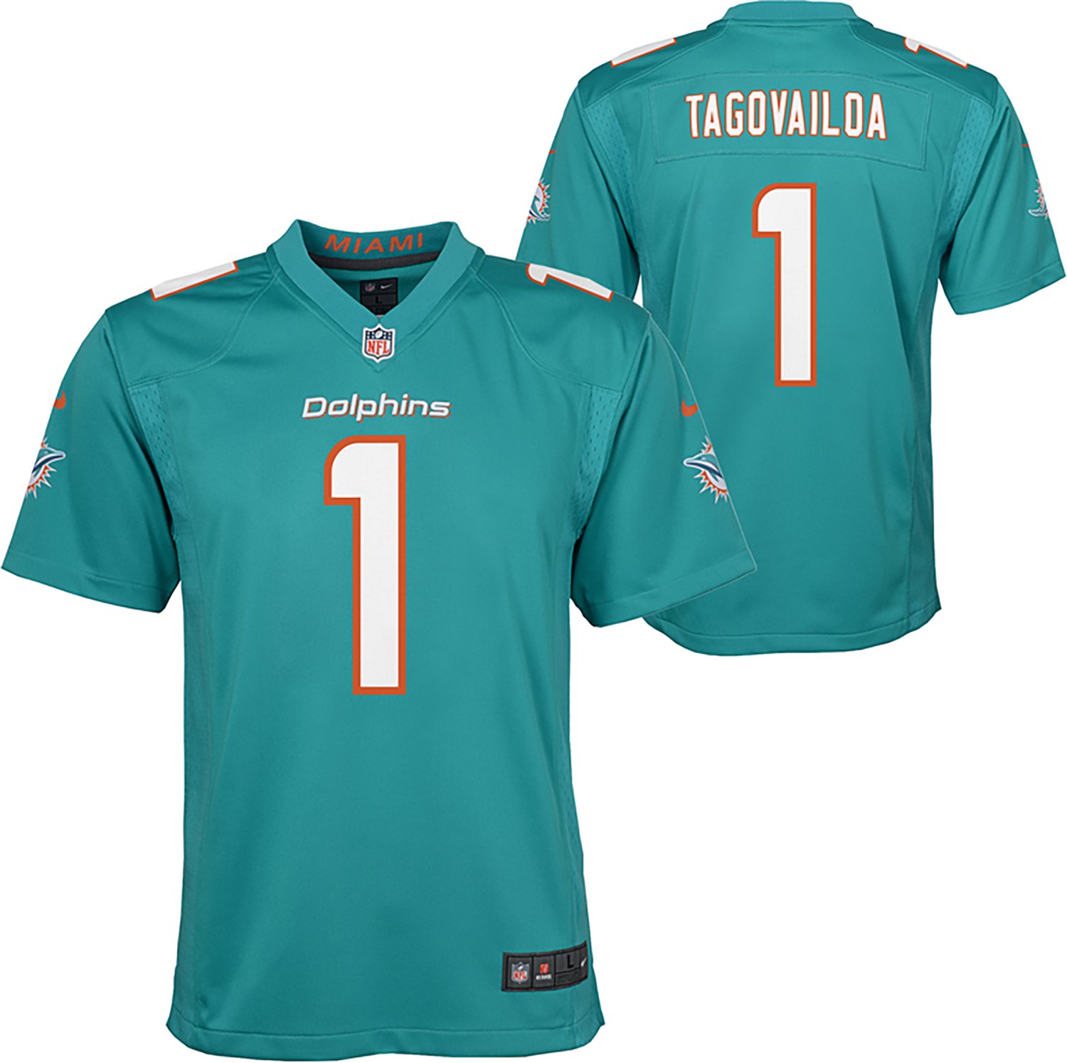 Nike Boys' Dolphins Tua Tagovailoa Game Team Player Name & Number Jersey - view number 3