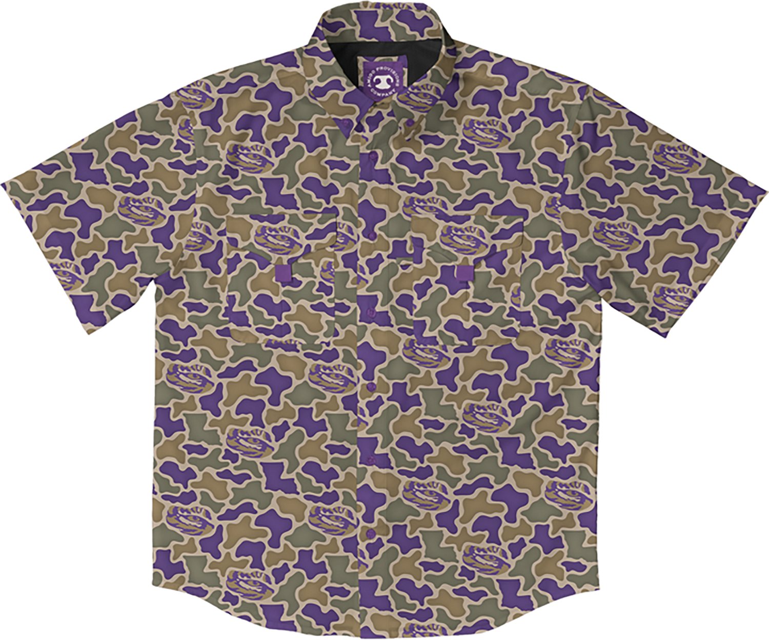 Amigo Men's LSU Field and Fish Short Sleeve Shirt Louisiana State University Tigers