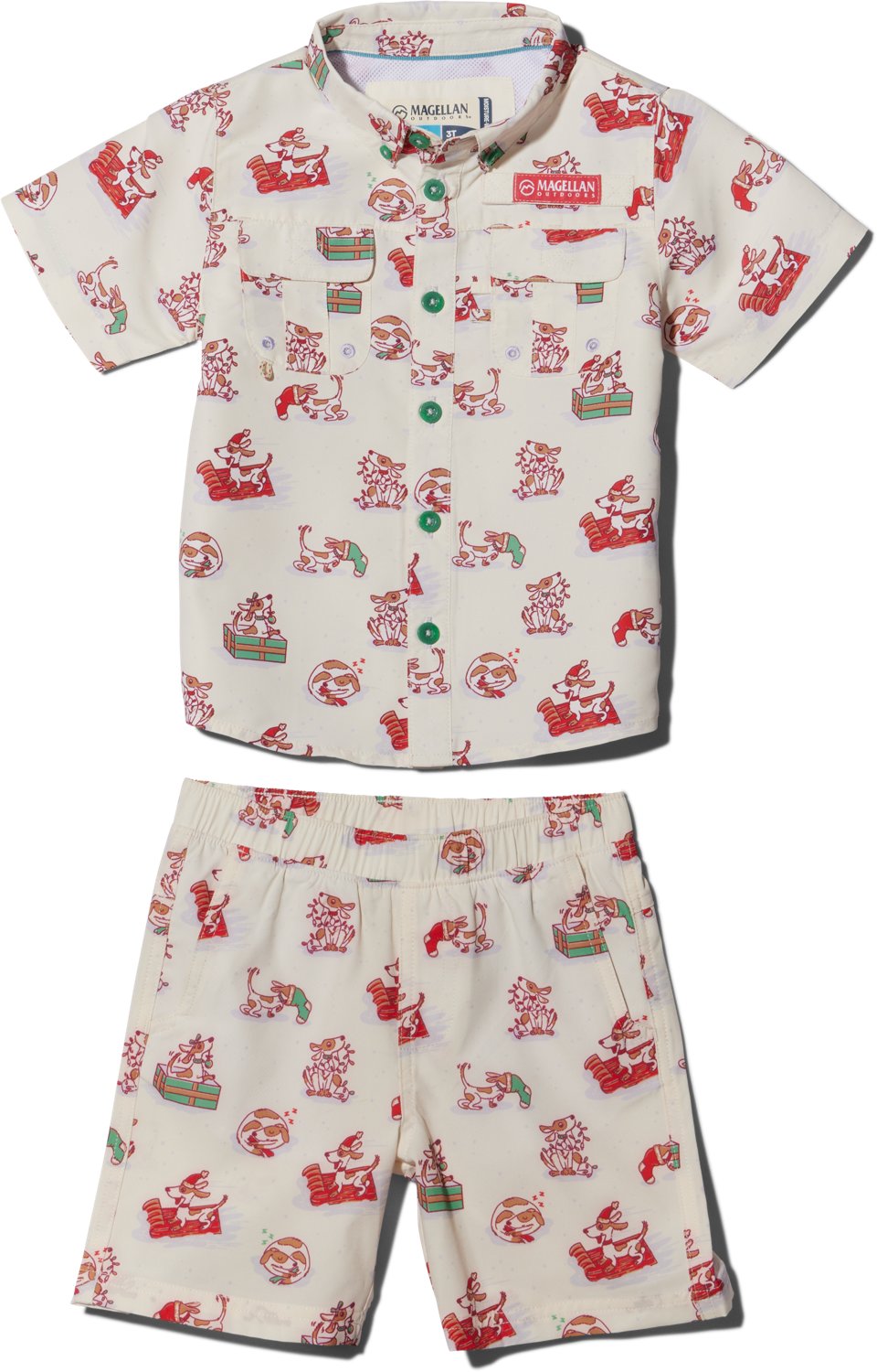 Magellan Outdoors Boys' 4-7 Laguna Madre Christmas Pup Shirt and Short Set - view number 2