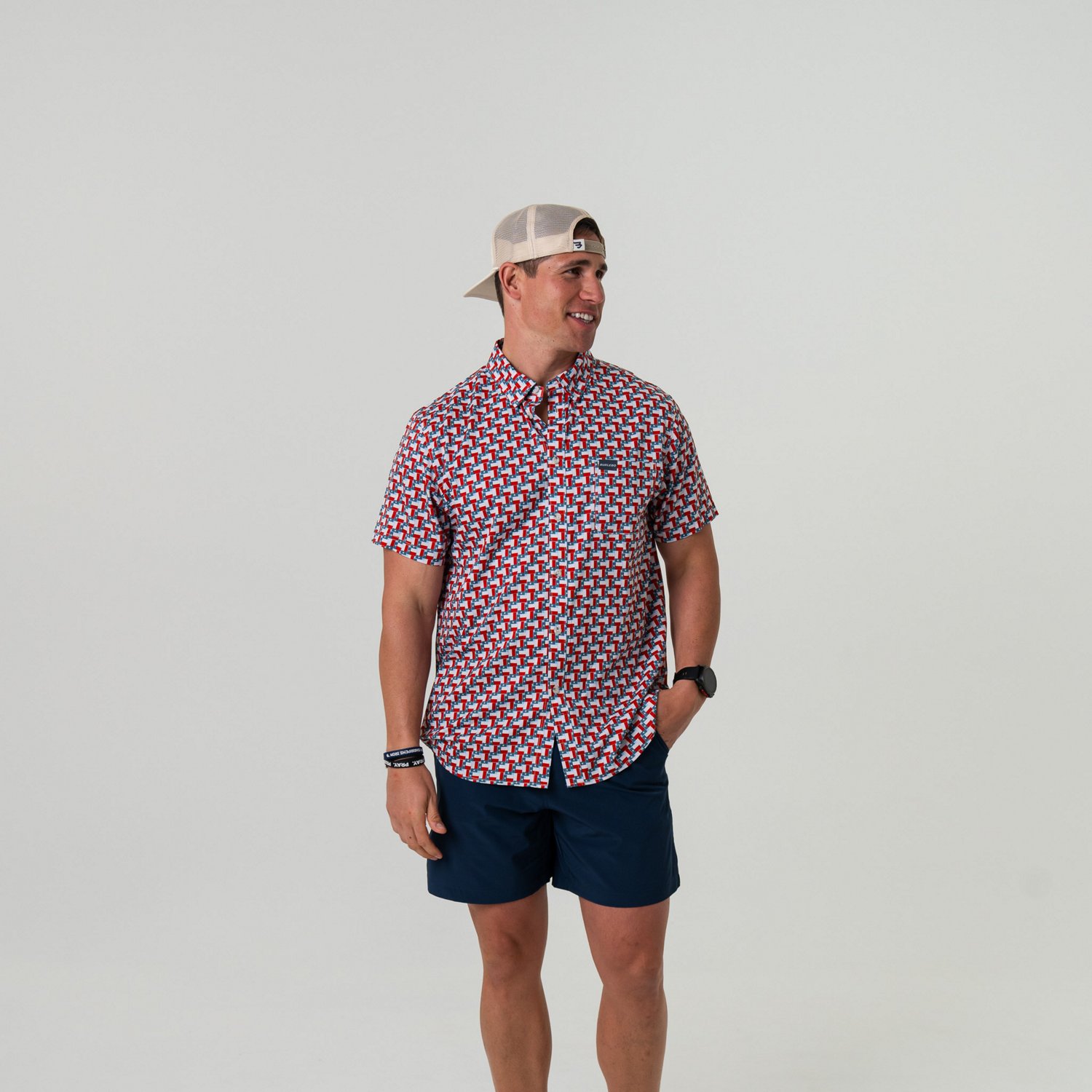 BURLEBO Men's Texas Pride Performance Button Up T-shirt                                                                          - view number 3