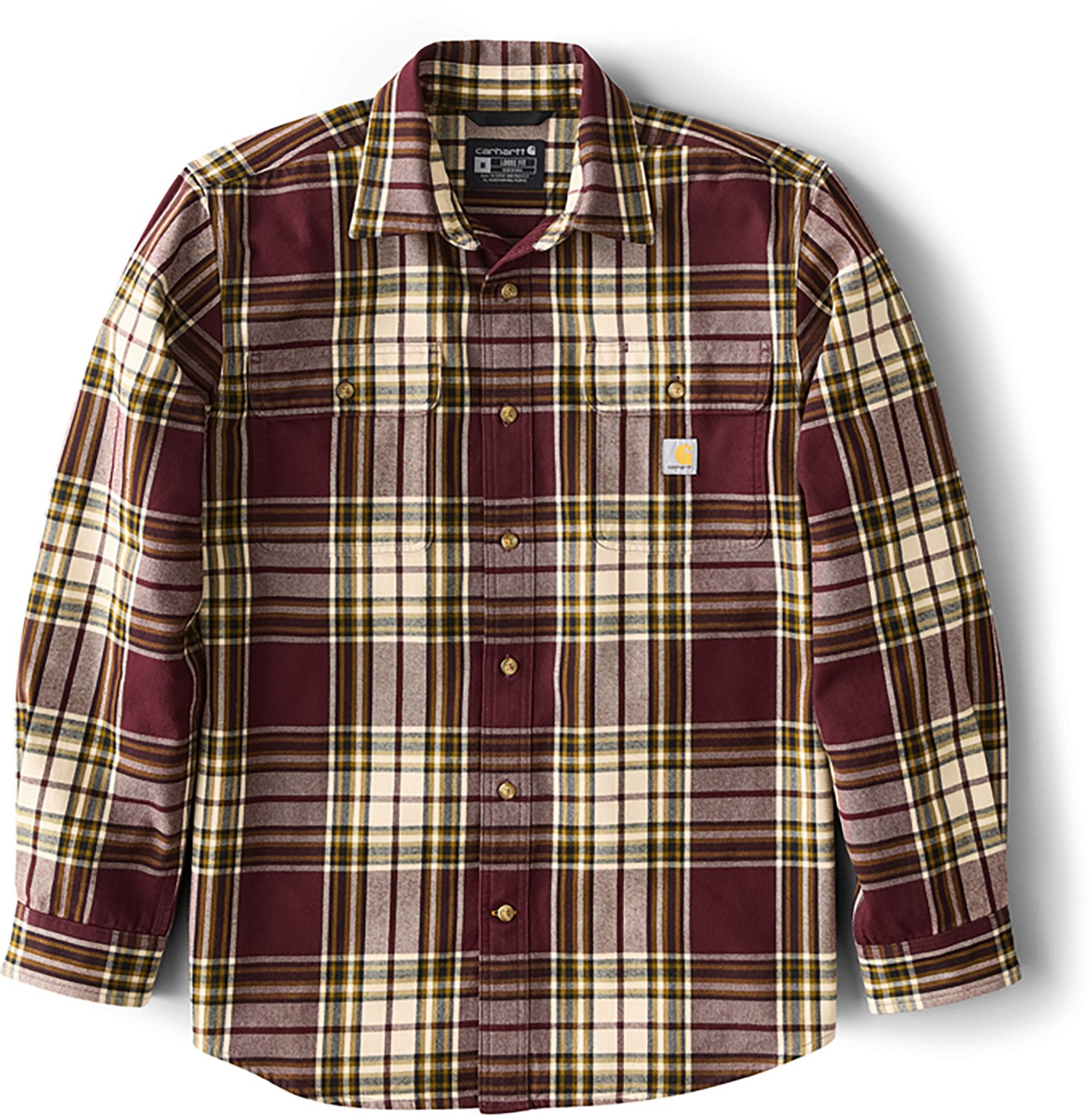 Carhartt Men's Loose Fit Heavyweight Flannel Long-Sleeve Plaid Shirt - view number 4