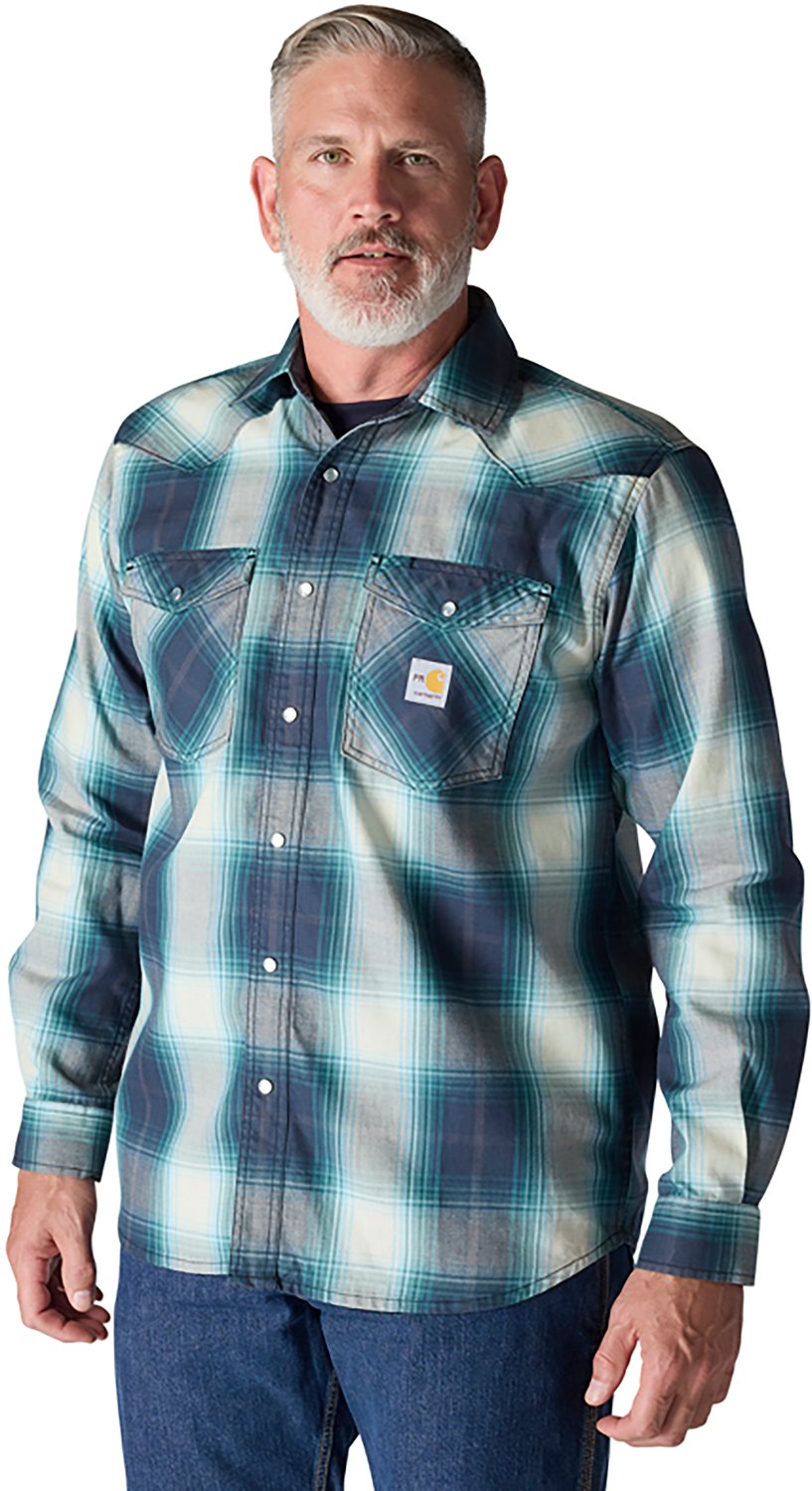 Carhartt Men's Montana Flame-resistant Relaxed Fit Long-Sleeve Snap-Front Plaid Shirt