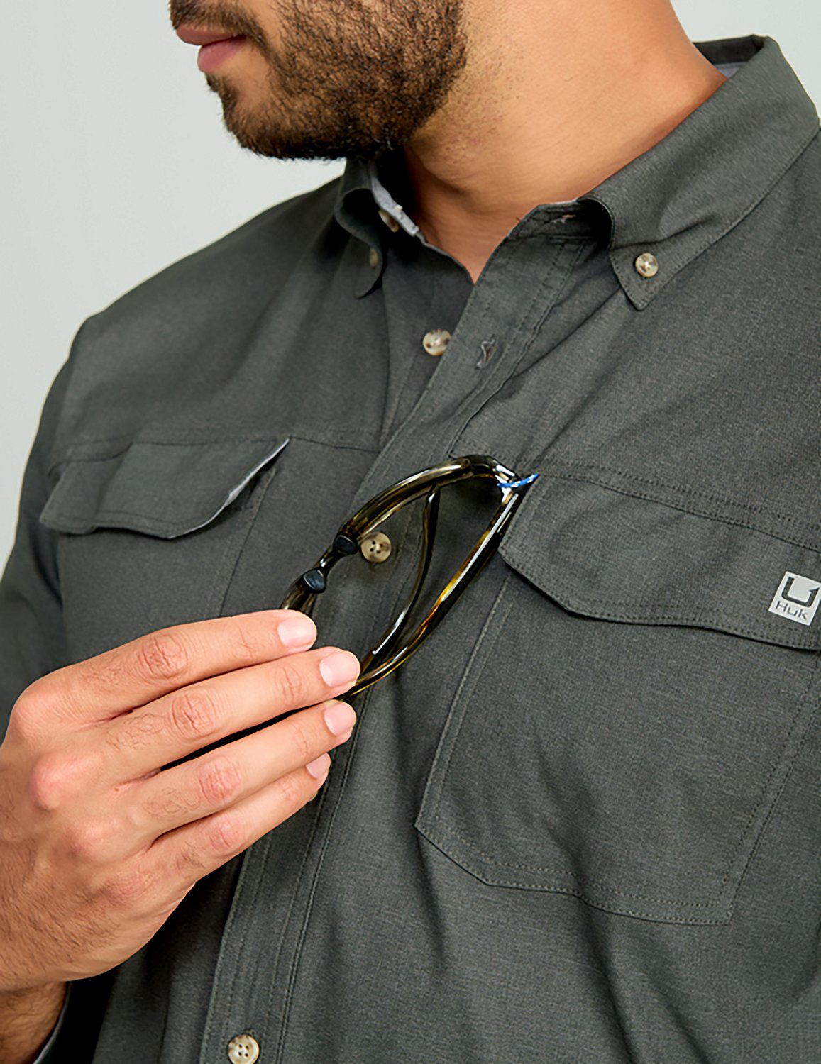 Huk Men's Hawser Tech Lightweight Heather Flannel - view number 3