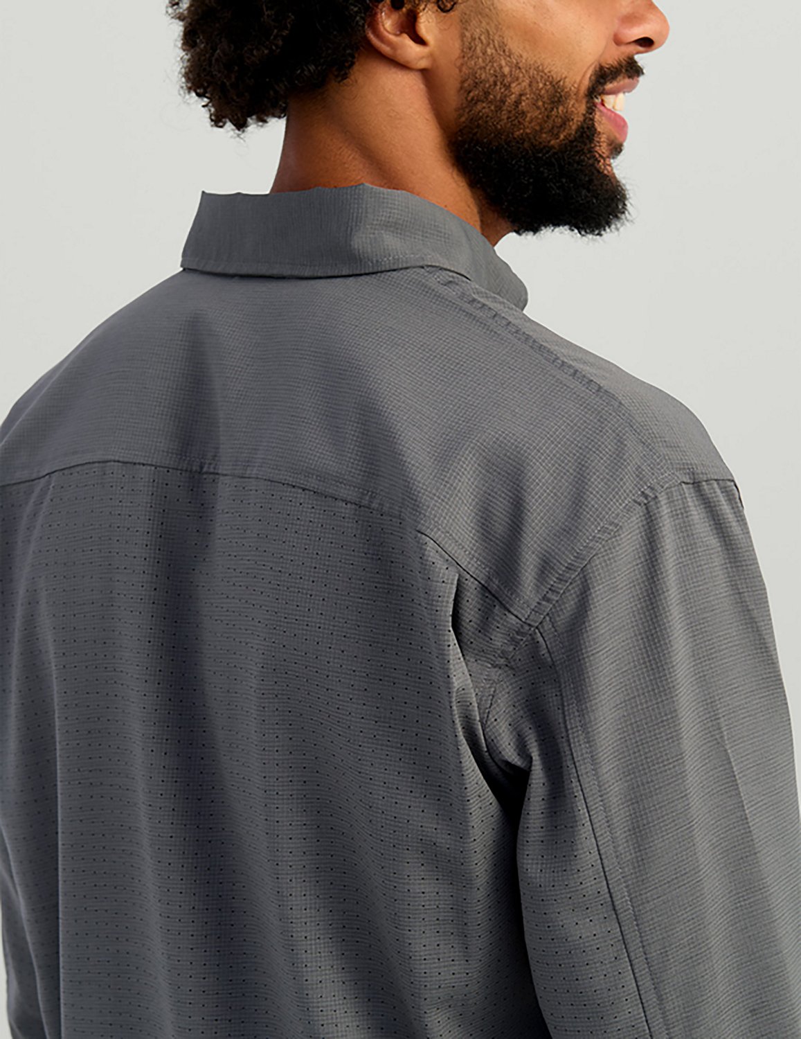 Huk Men's Tidepoint Heathered Ripstop Long Sleeve Button Up Shirt - view number 3