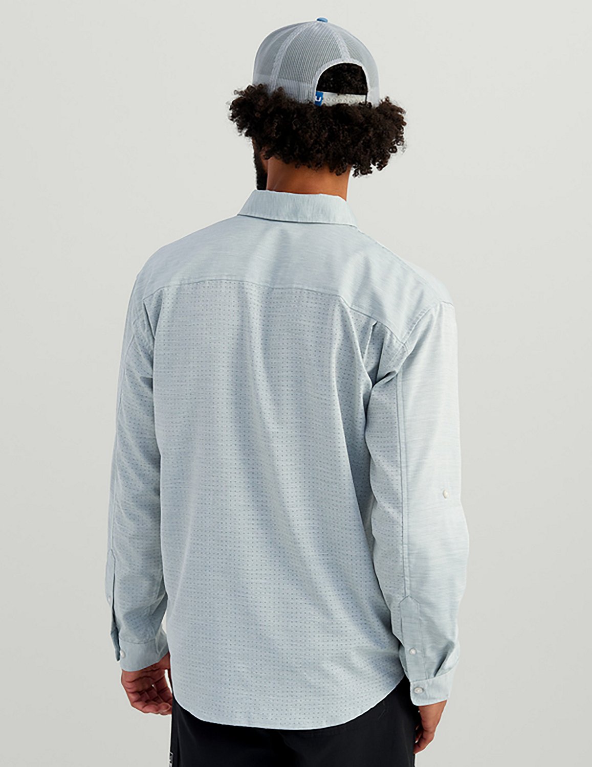 Huk Men's Tidepoint Heathered Ripstop Long Sleeve Button Up Shirt - view number 2