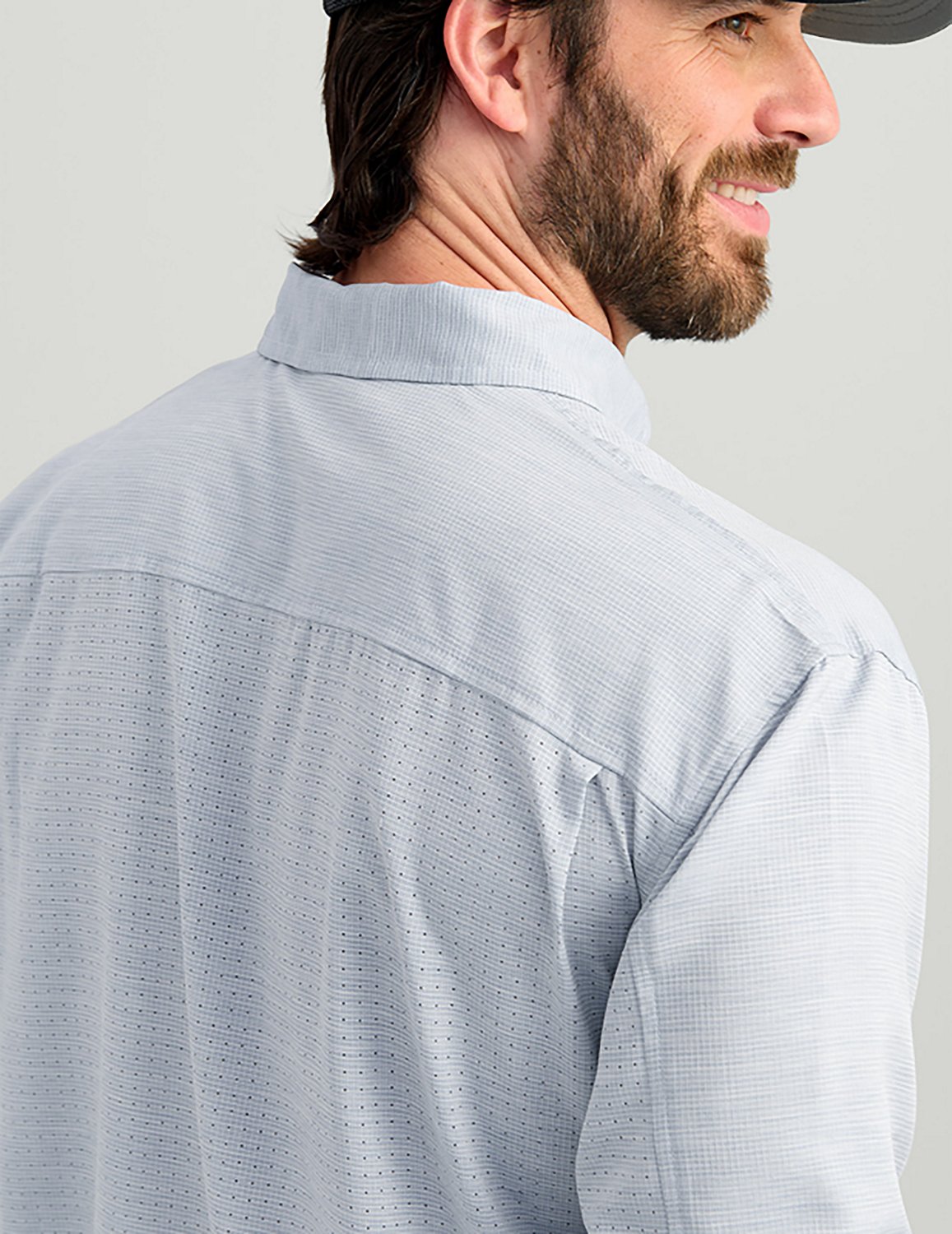 Huk Men's Tidepoint Heathered Ripstop Long Sleeve Button Up Shirt - view number 4