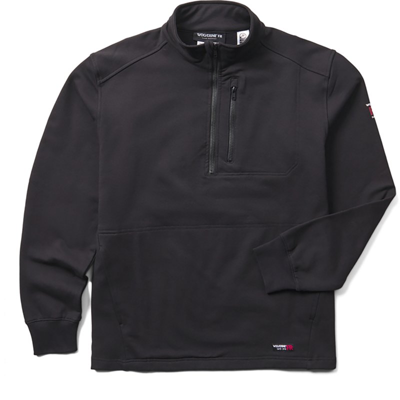 WOLVERINE FR Built Stretch Qtr Zip Fleec, Color: Black, Size: M (W1213870-003-M)