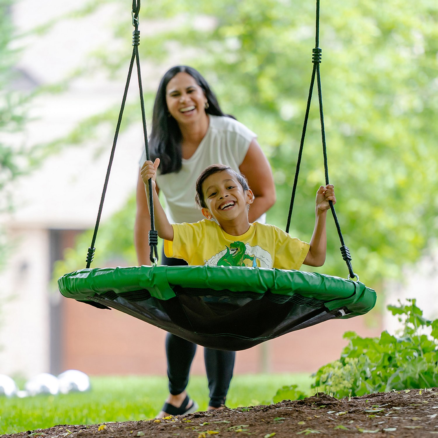 GETAWAY SwingStep（ゲッタウェイ） Huluwat Yellow Outdoor A-Frame Metal 3-in-1 Swing Set with