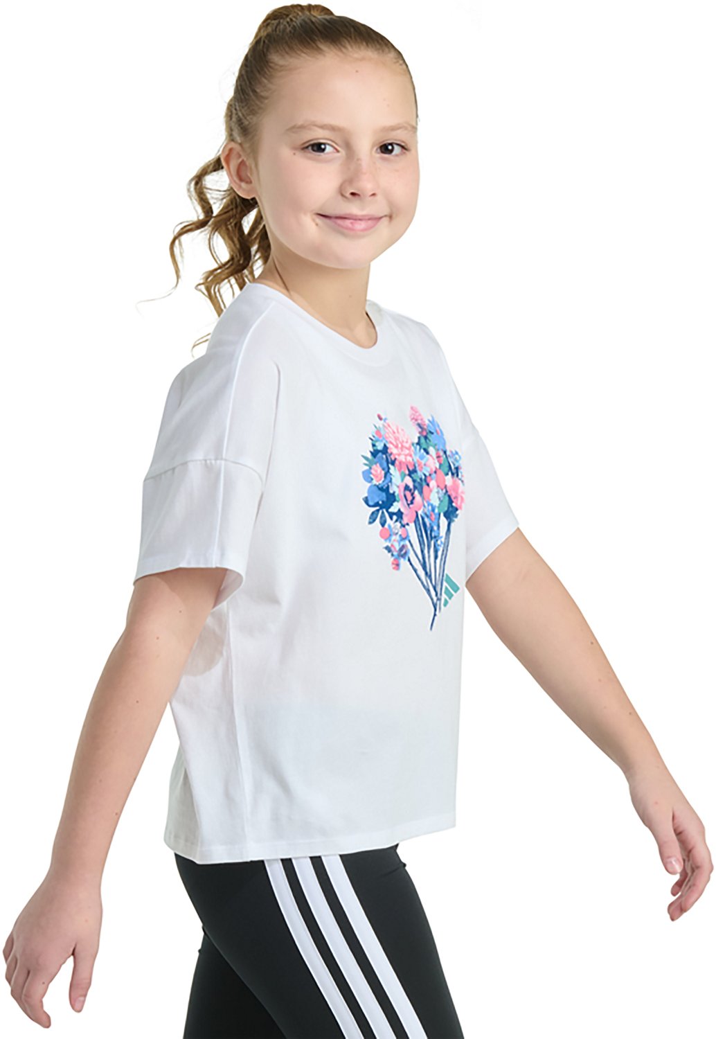 adidas Girls' Drop Shoulder Short Sleeve T-shirt - view number 3