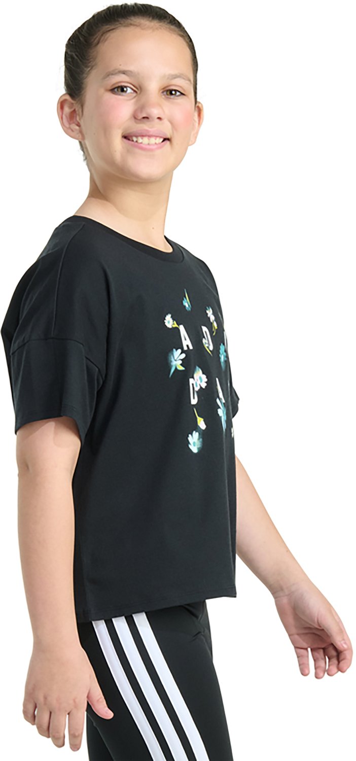 adidas Girls' Tossed Ditsy Drop Shoulder Short Sleeve Graphic T-shirt - view number 3