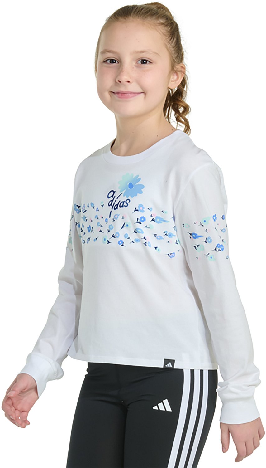 adidas Girls' Ditsy Floral Chest Regular Fit Long Sleeve Graphic T-shirt - view number 2