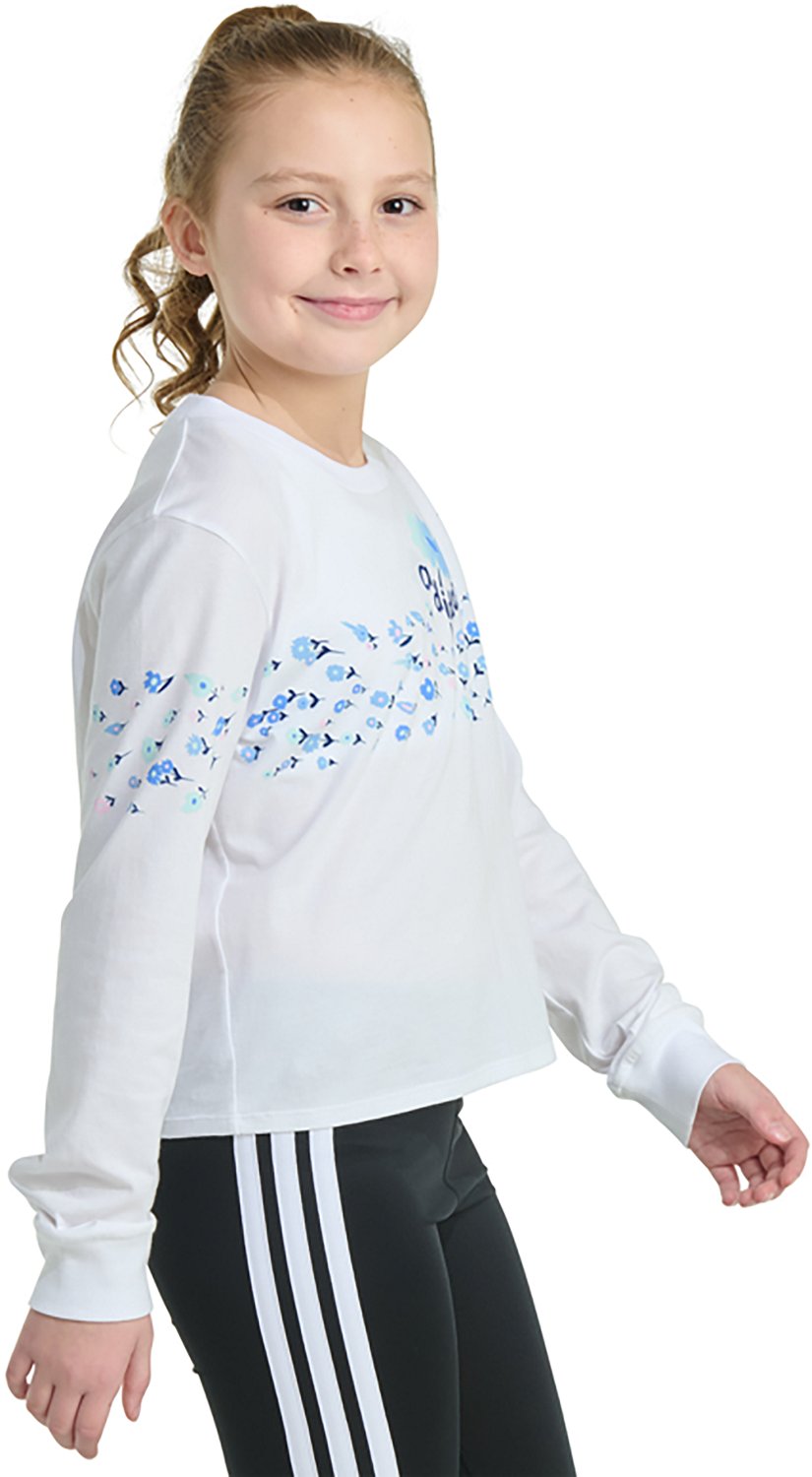 adidas Girls' Ditsy Floral Chest Regular Fit Long Sleeve Graphic T-shirt - view number 3