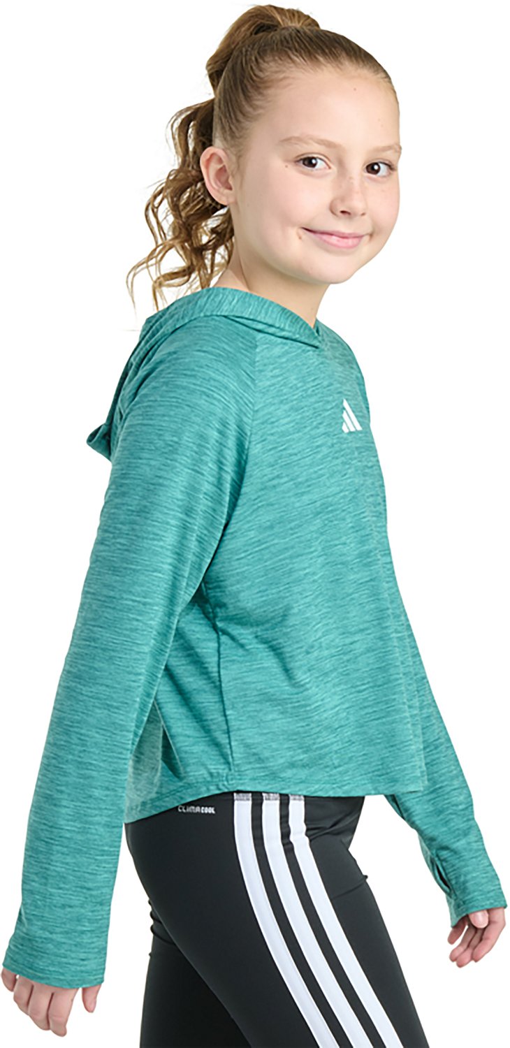 adidas Girls' Mélange Long Sleeve Hooded Top - view number 3