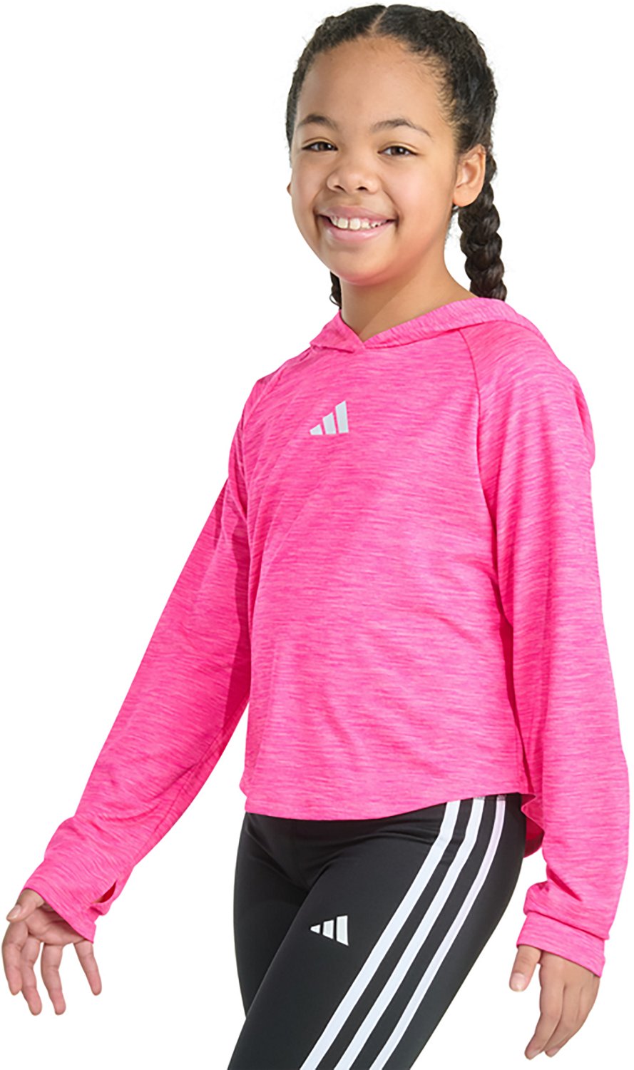 adidas Girls' Mélange Long Sleeve Hooded Top - view number 2