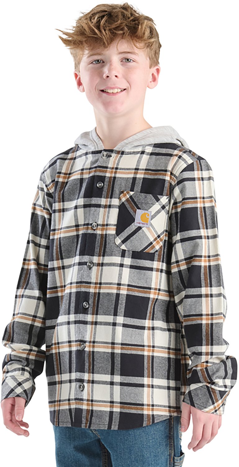 Carhartt Boys' Flannel Long Sleeve Hooded Shirt - view number 2