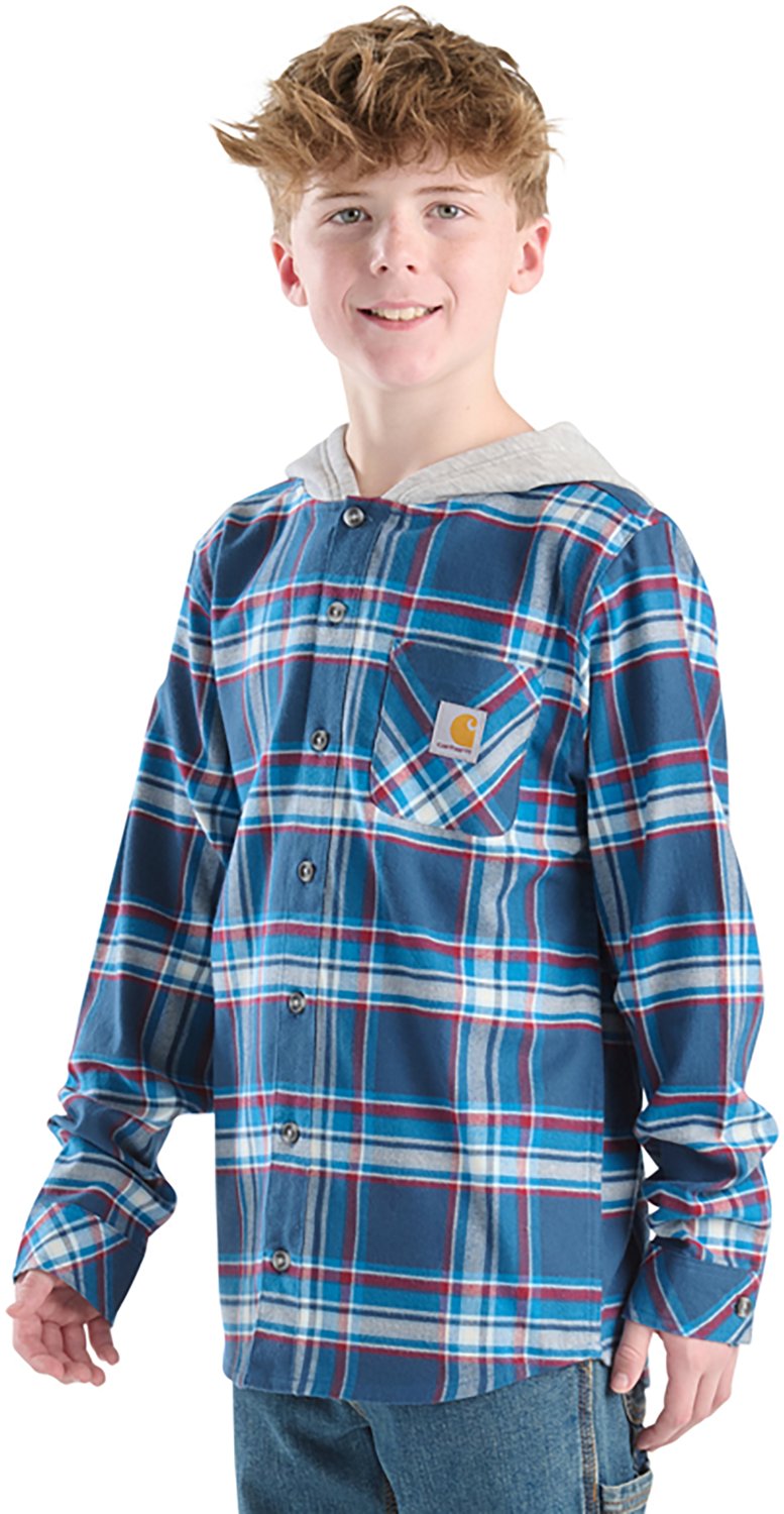 Carhartt Boys' Flannel Long Sleeve Hooded Shirt - view number 2