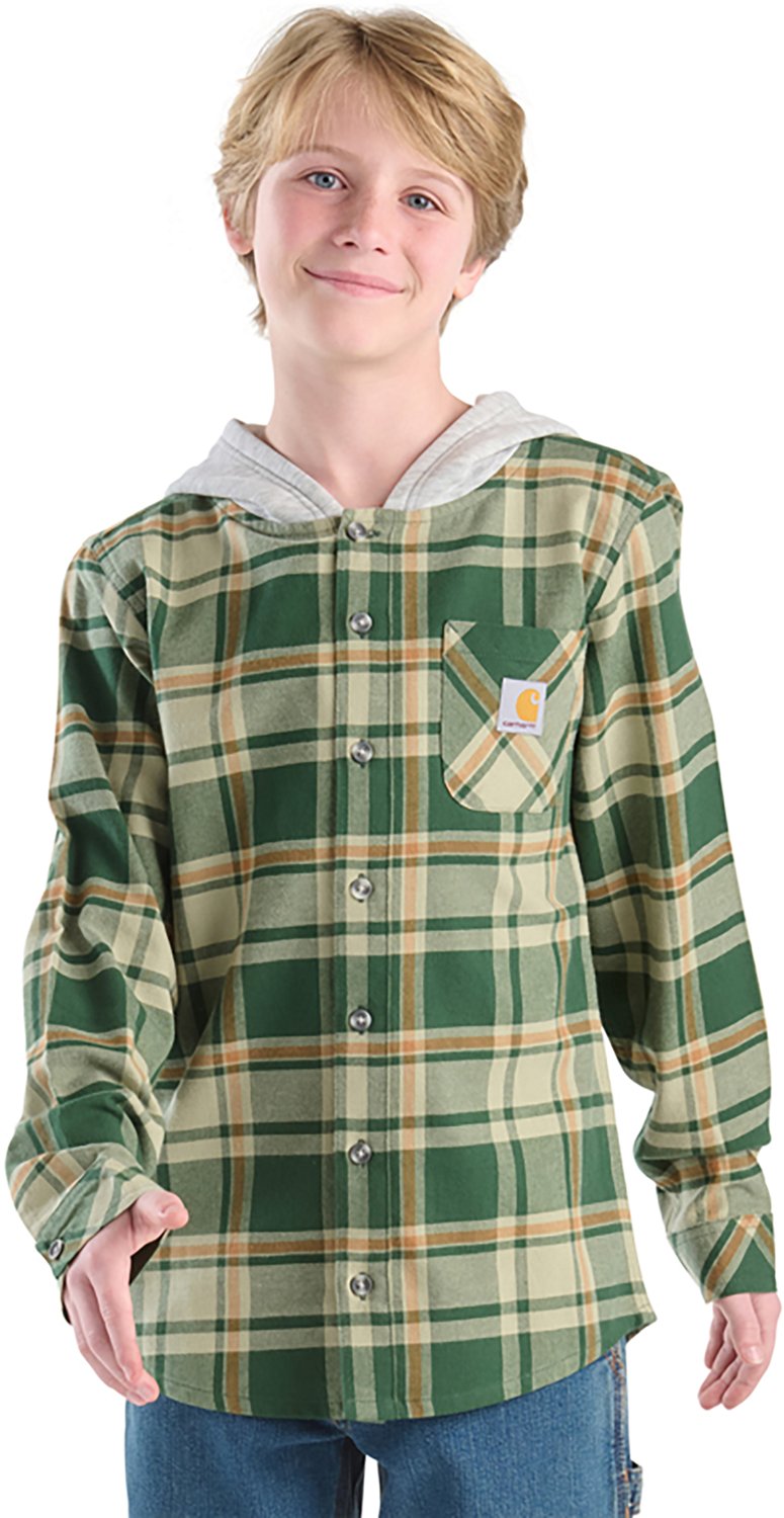 Carhartt Boys' Flannel Long Sleeve Hooded Shirt