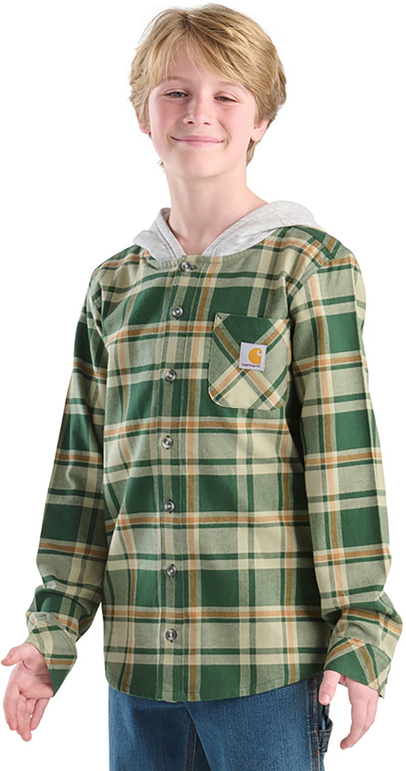 Carhartt Boys' Flannel Long Sleeve Hooded Shirt