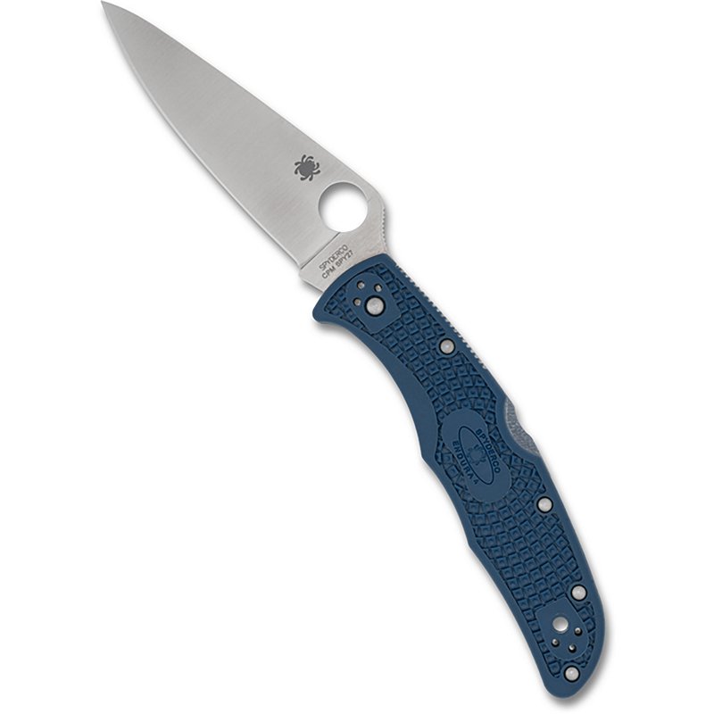 SPY-C10PCBL 3.8 in. CPM Endura 4 Lightweight Satin Plain Blade Folding Knife with Cobalt Blue Handle