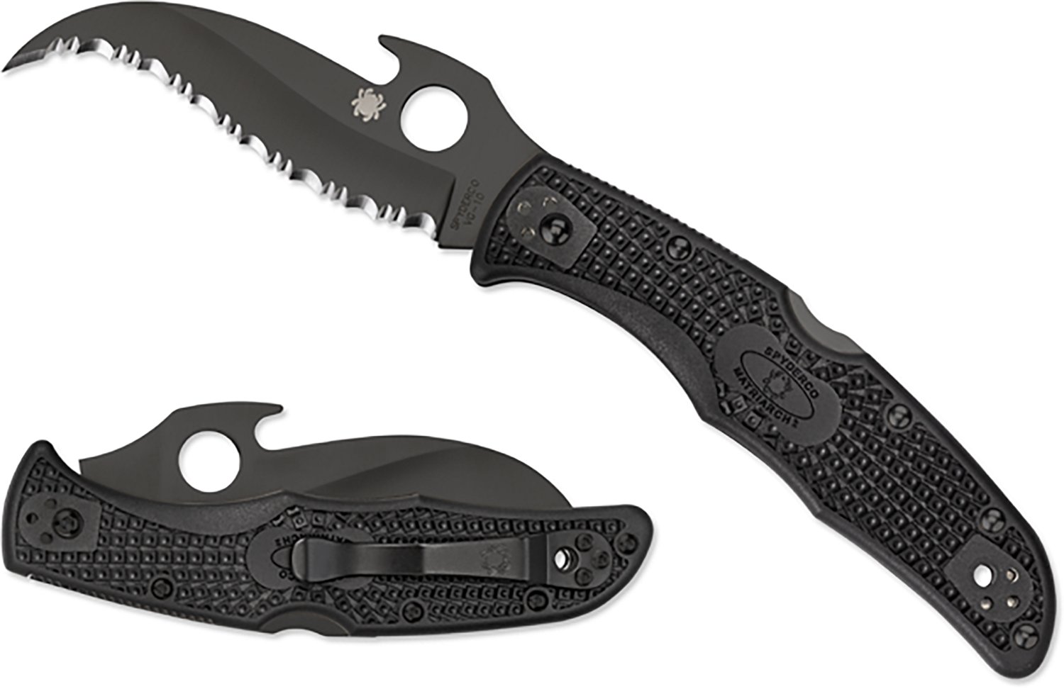 Spyderco Matriarch 2 Emerson Opener Black Blade Serrated Folding Knife - view number 2