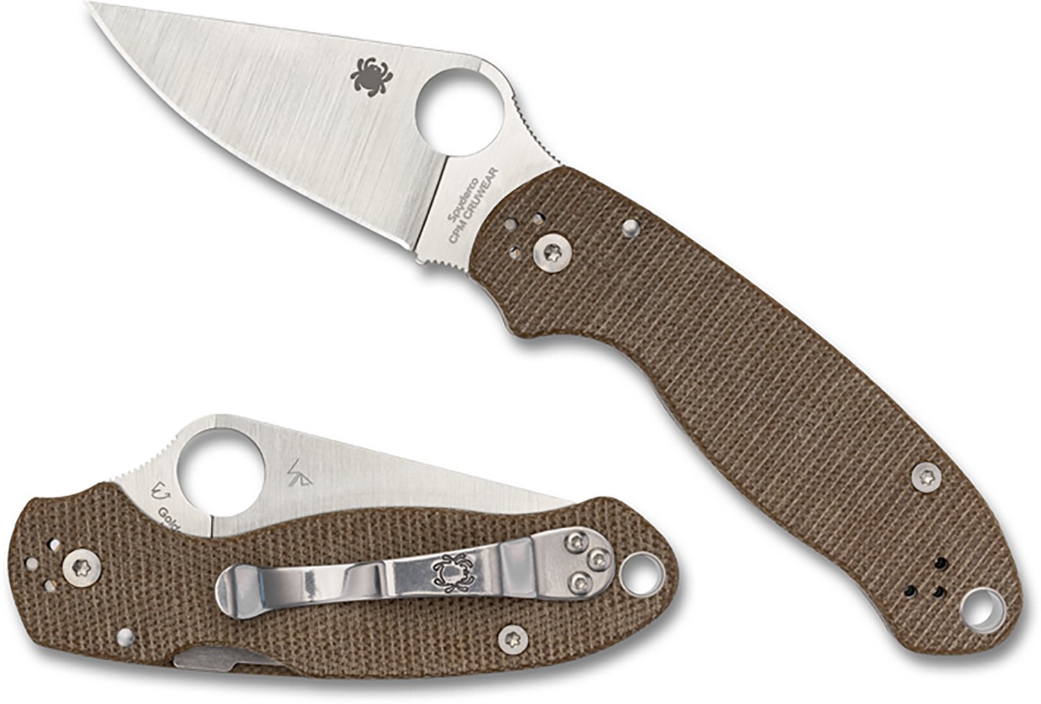 Spyderco Para 3 Canvas Micarta CPM CRU-WEAR Folding Knife - view number 3