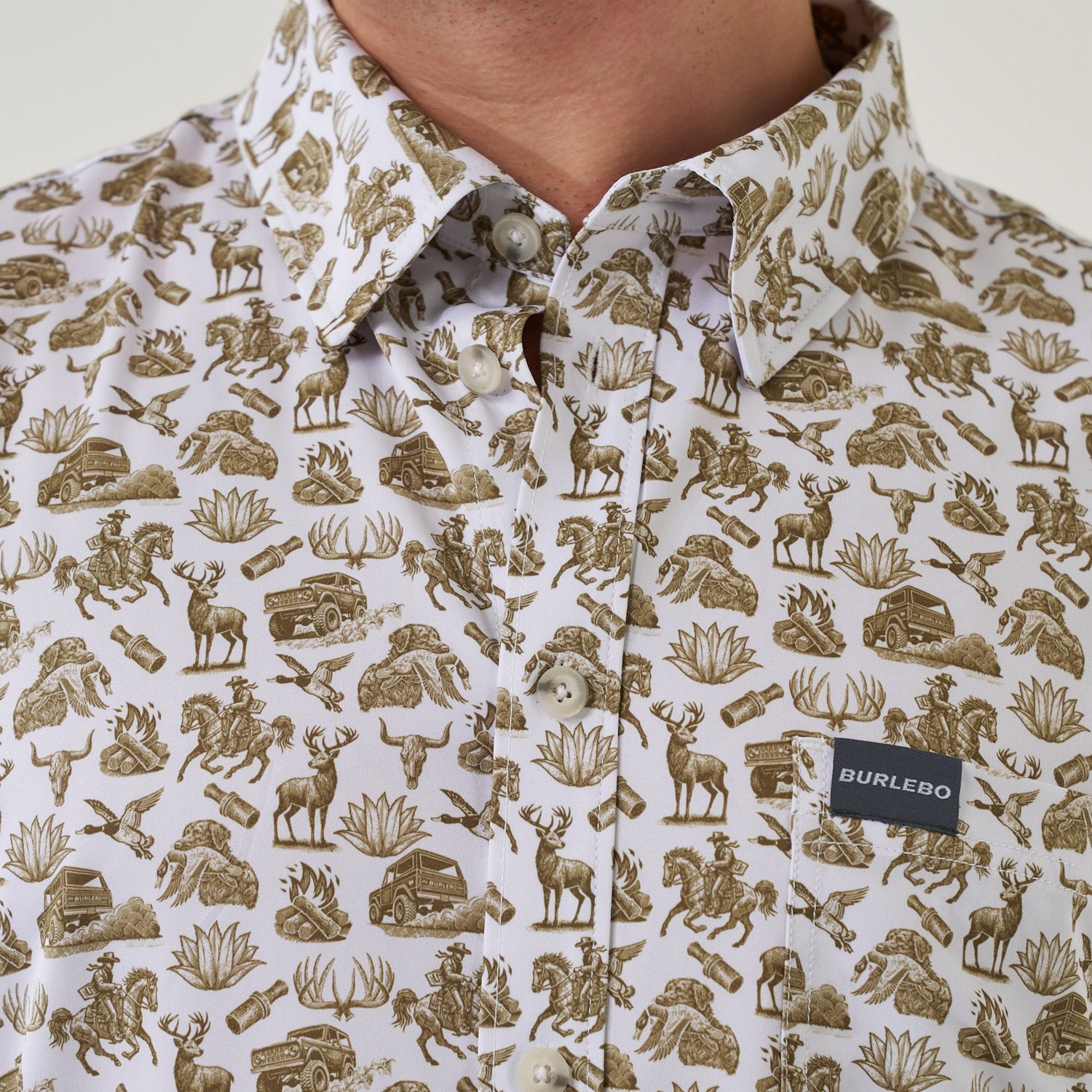 BURLEBO Men's Performance Button-Up Short Sleeve Shirt                                                                           - view number 2