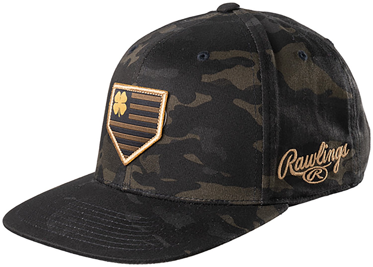 Black Clover Multicam Woven Patch Flat Snapback Cap