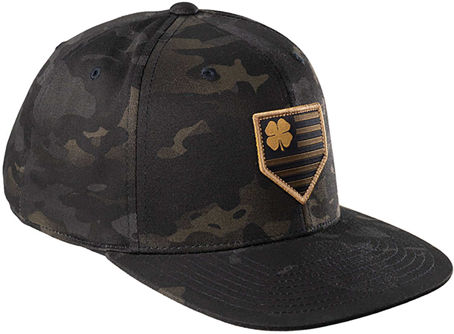Black Clover Multicam Woven Patch Flat Snapback Cap - view number 3