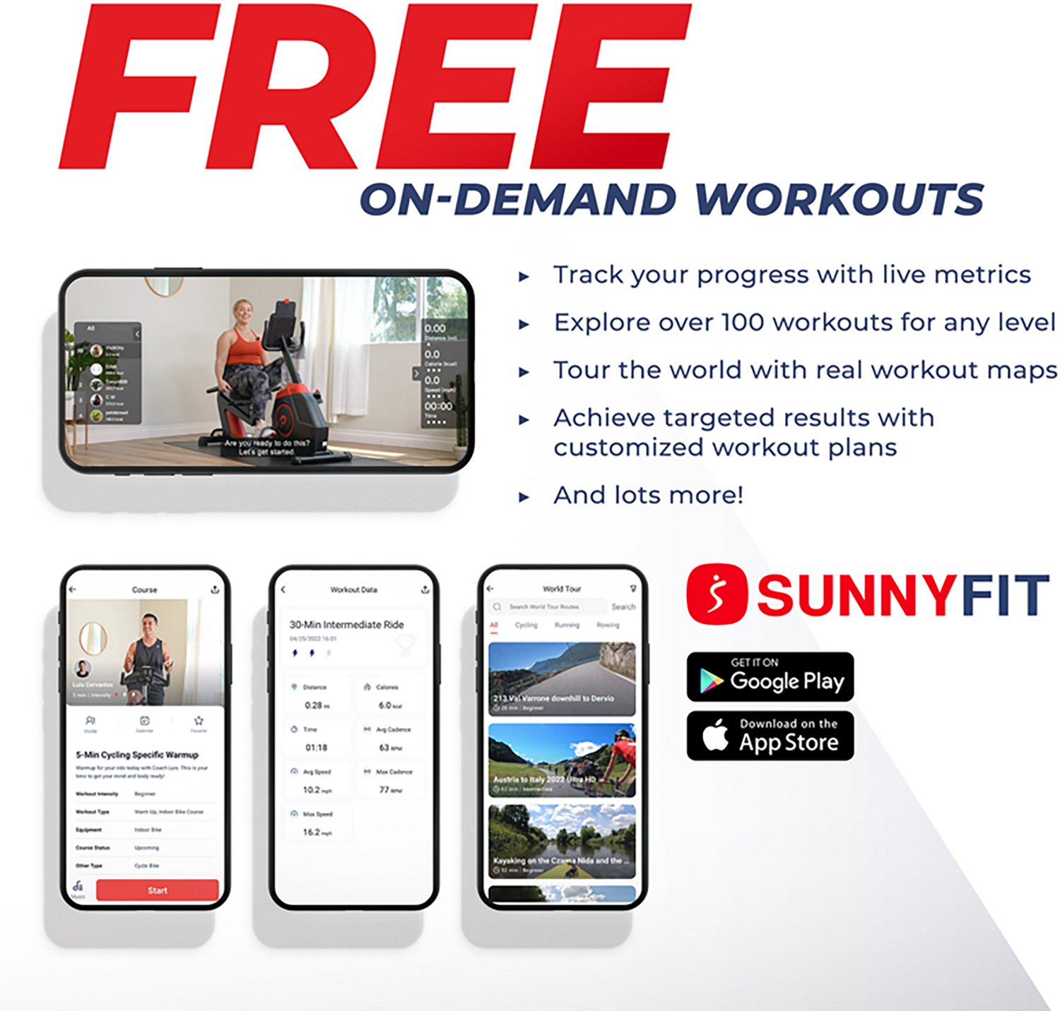 Sunny Health & Fitness Smart Recumbent Cross Trainer Elliptical Exercise Bike - view number 2