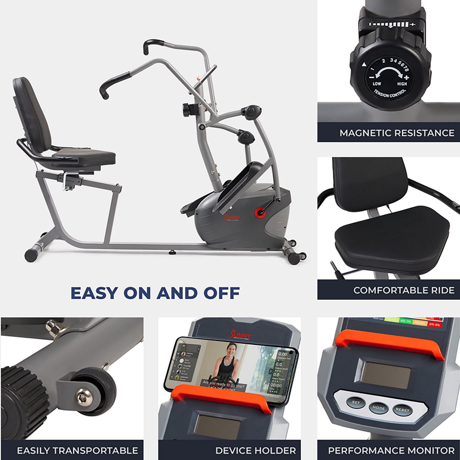 Sunny Health & Fitness Performance Interactive Series Recumbent Elliptical                                                       - view number 5