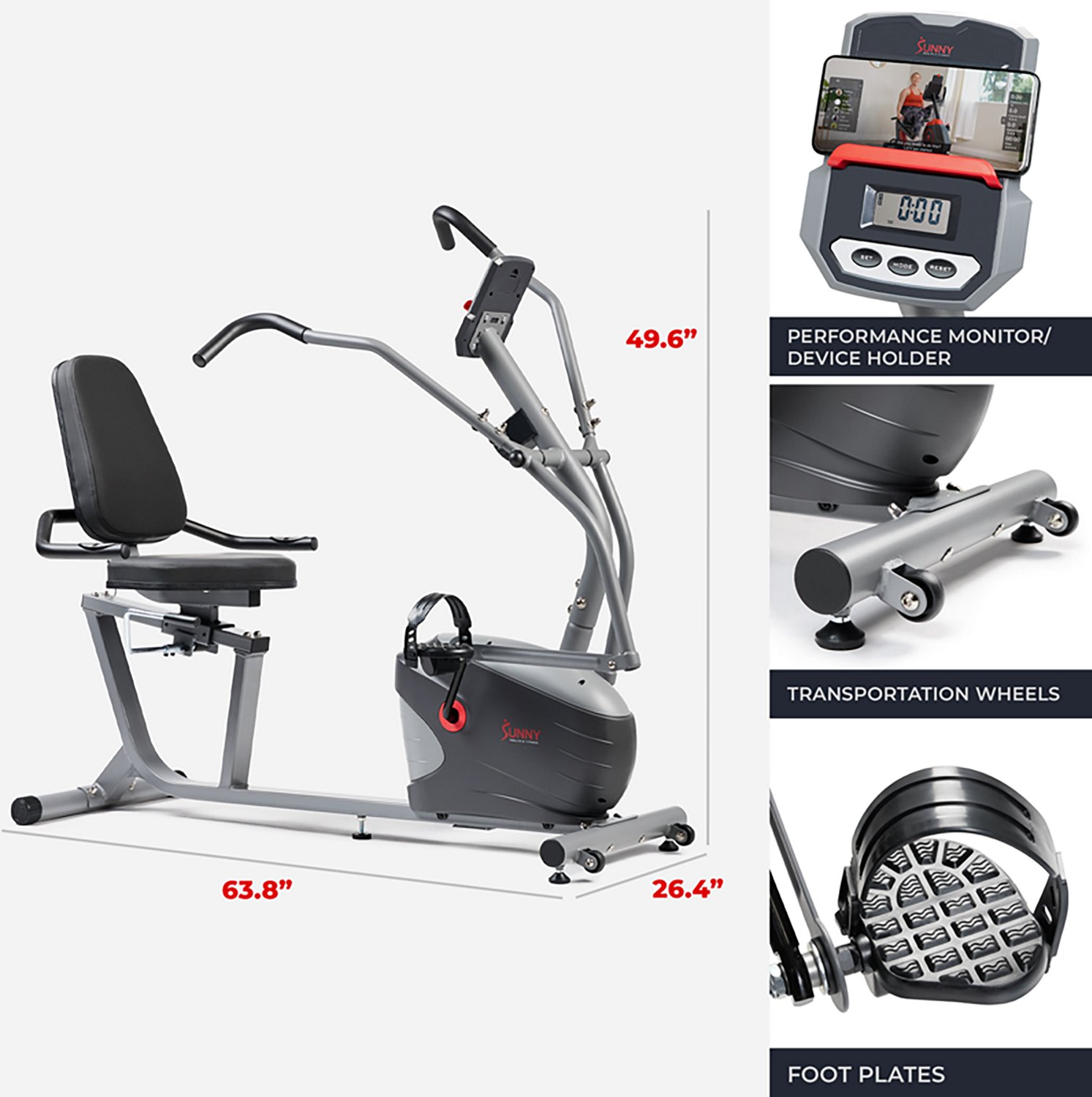 Sunny Health & Fitness Performance Interactive Series Recumbent Bike - view number 2