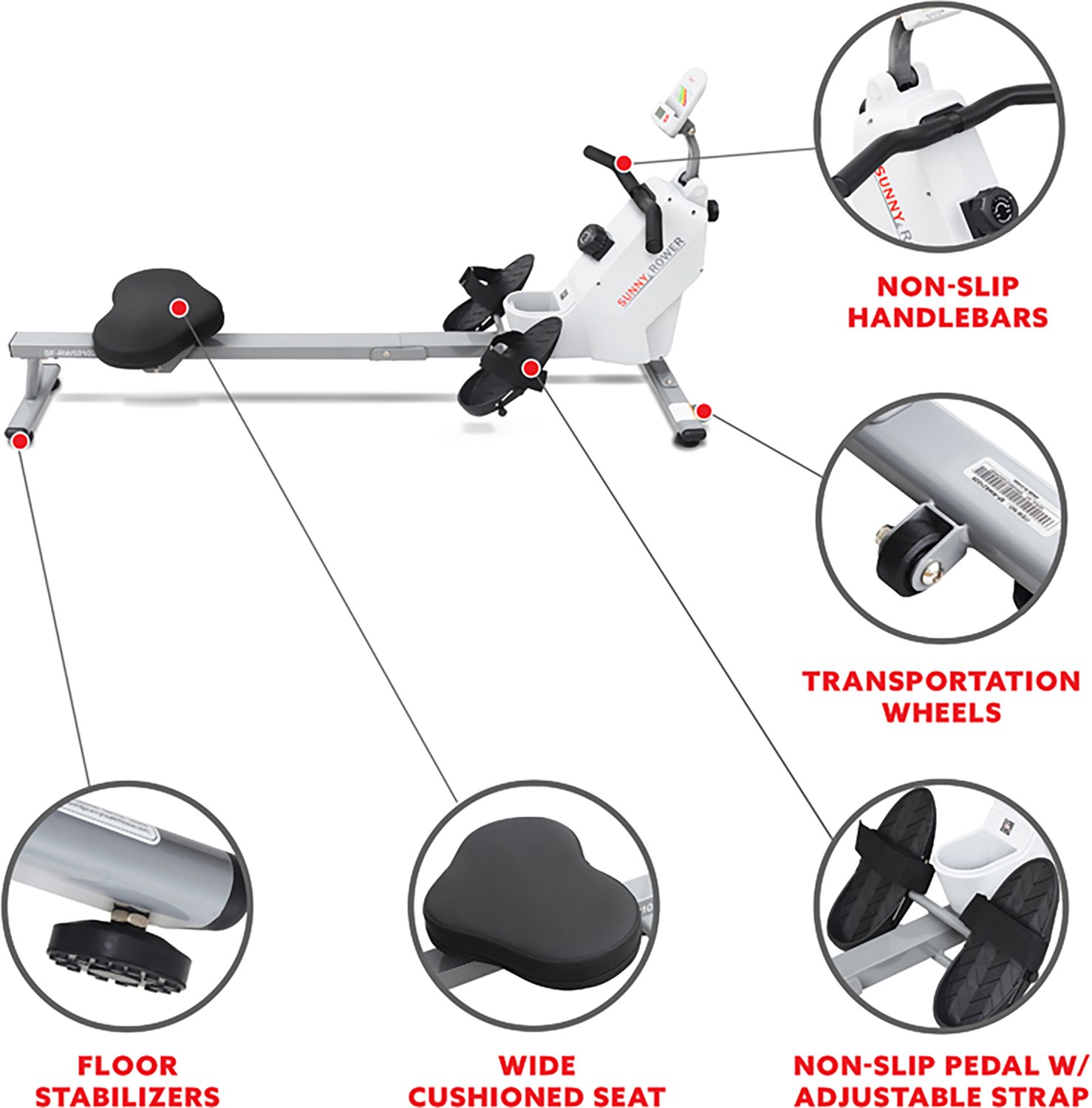 Sunny Health & Fitness SMART Compact Foldable Magnetic Rowing Machine with Bluetooth - view number 4