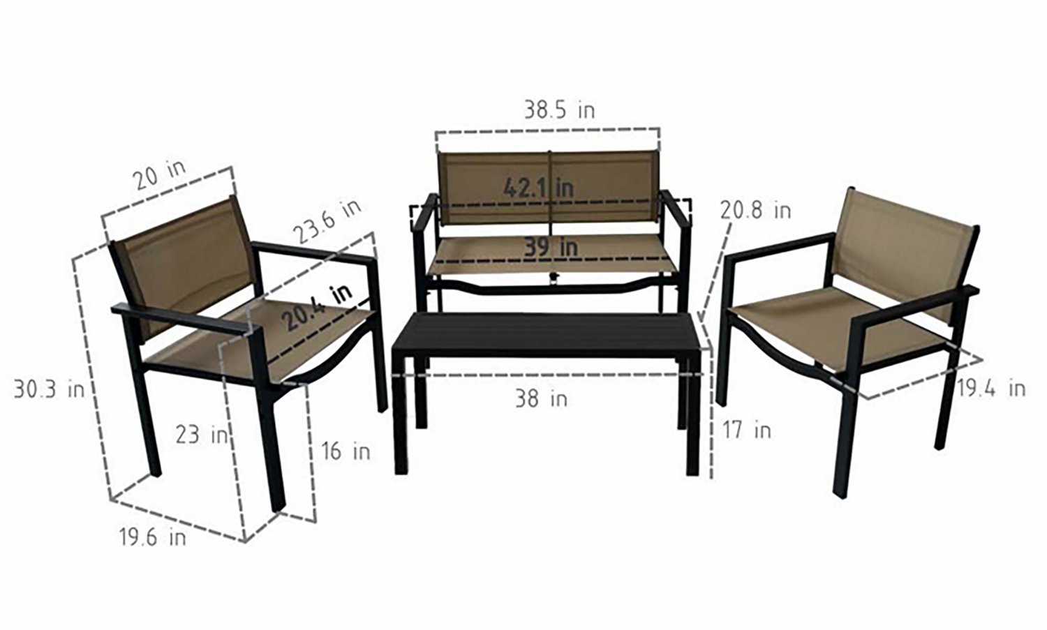 Mosaic Livingston 4-Piece Sling Conversation Set - view number 4