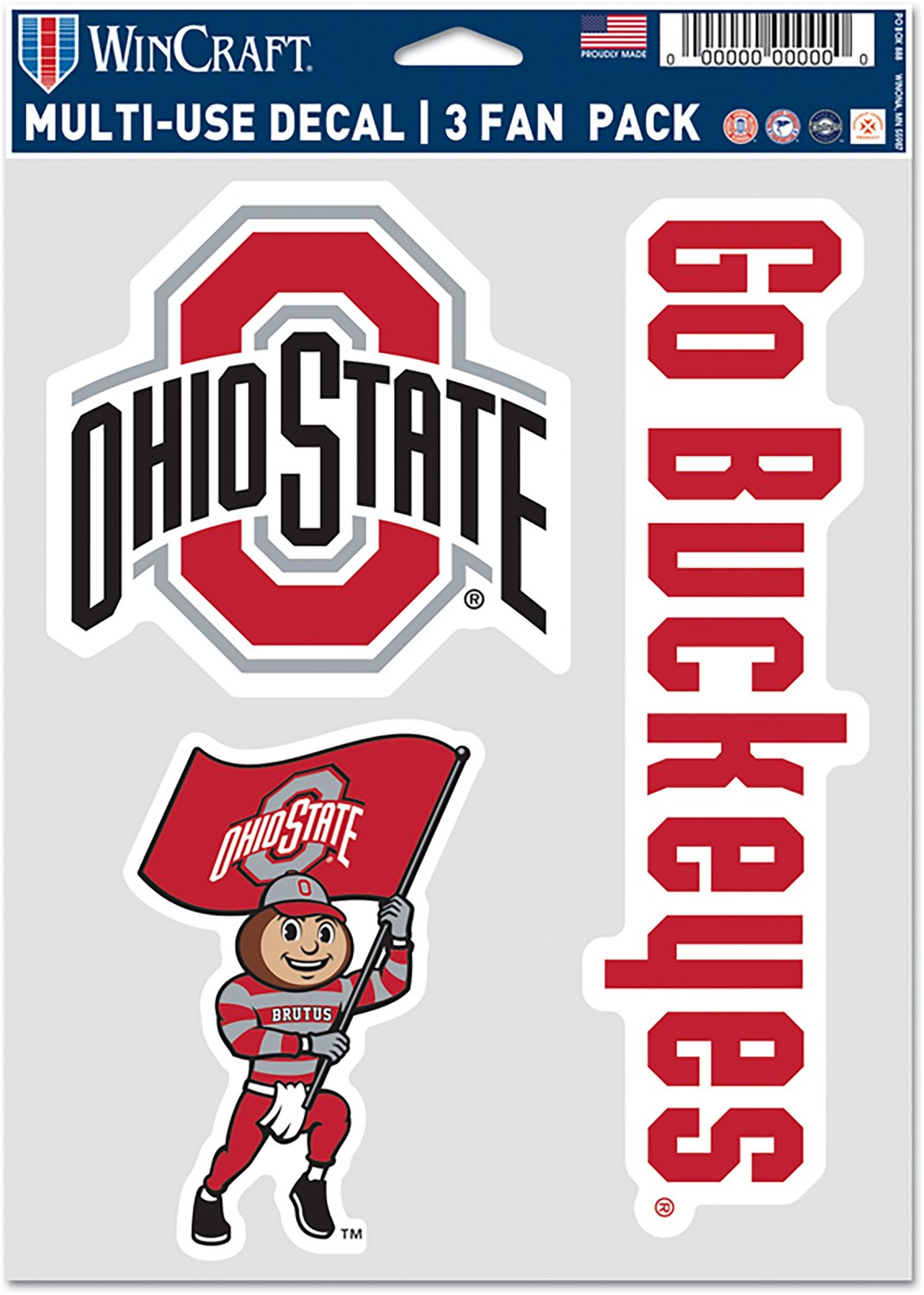 WinCraft Ohio State 5.5 x 7.75 Fan Decals 3-Pack