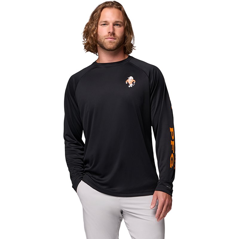 Columbia Men's Charcoal Tennessee Volunteers Terminal Tackle Omni-Shade Raglan Long-Sleeve T-Shirt - Charcoal