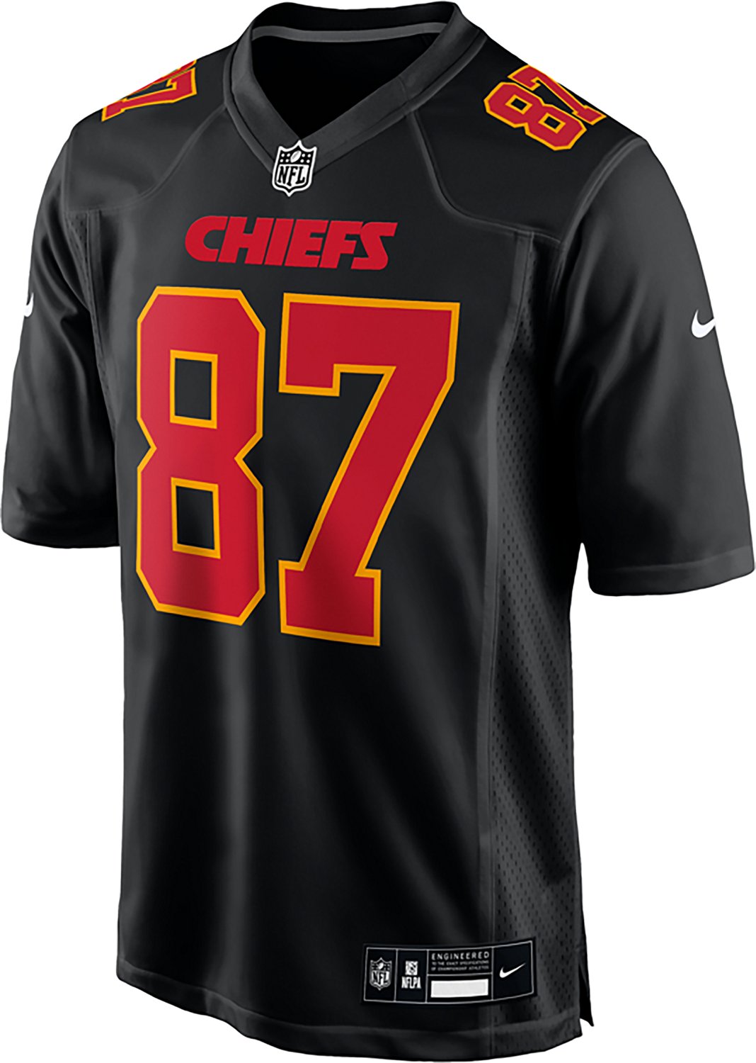 Nike Men's Travis Kelce Kansas City Chiefs Black Carbon Name and Number Jersey - view number 2