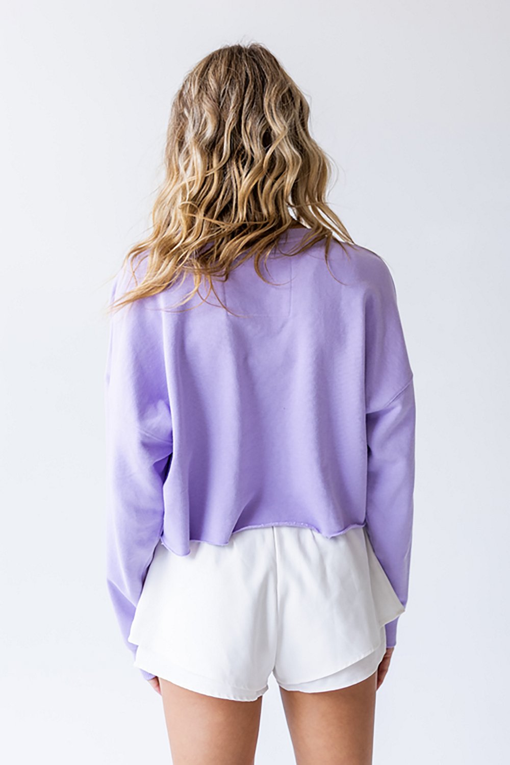 Gameday Social Women's Louisiana State University Tigers Perkins Chenille Slogan Cropped Long Sleeve Crew T-shirt - view number 3