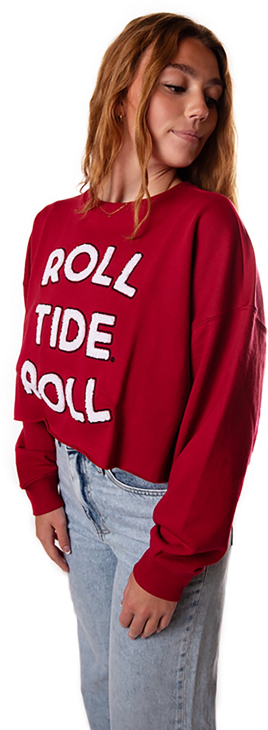 Gameday Social Women's University of Alabama Crimson Tide Perkins Chenille Slogan Cropped Long Sleeve Crew T-shirt - view number 2