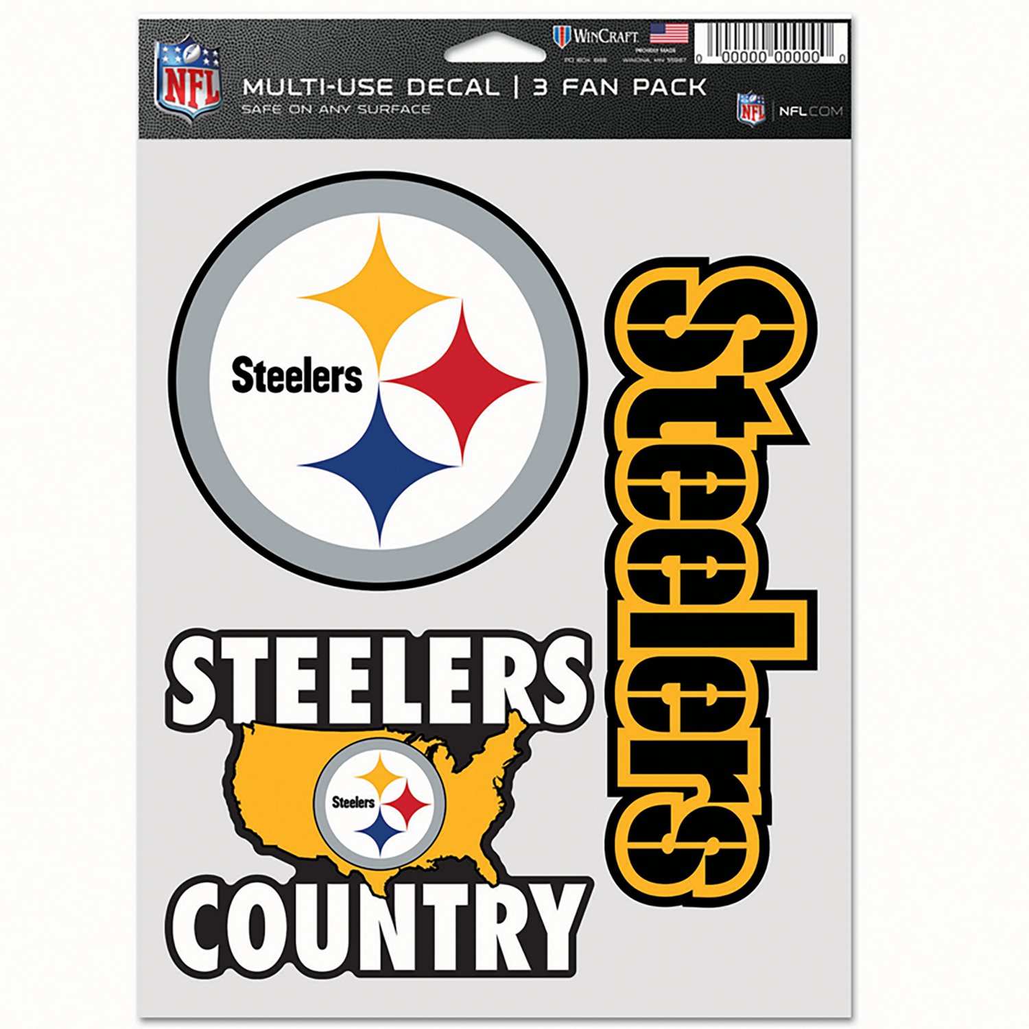 WinCraft Steelers Decals 3-Pack