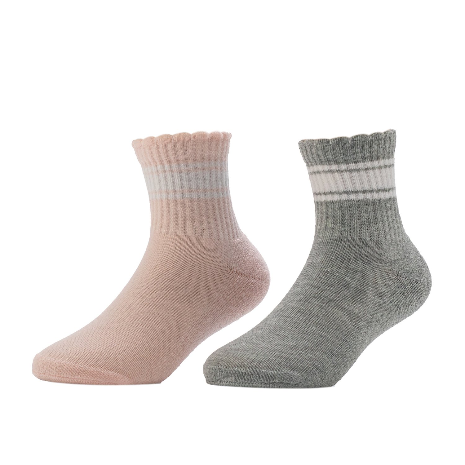 BCG Girls' Varsity Scallop Quarter Socks 2 Pack