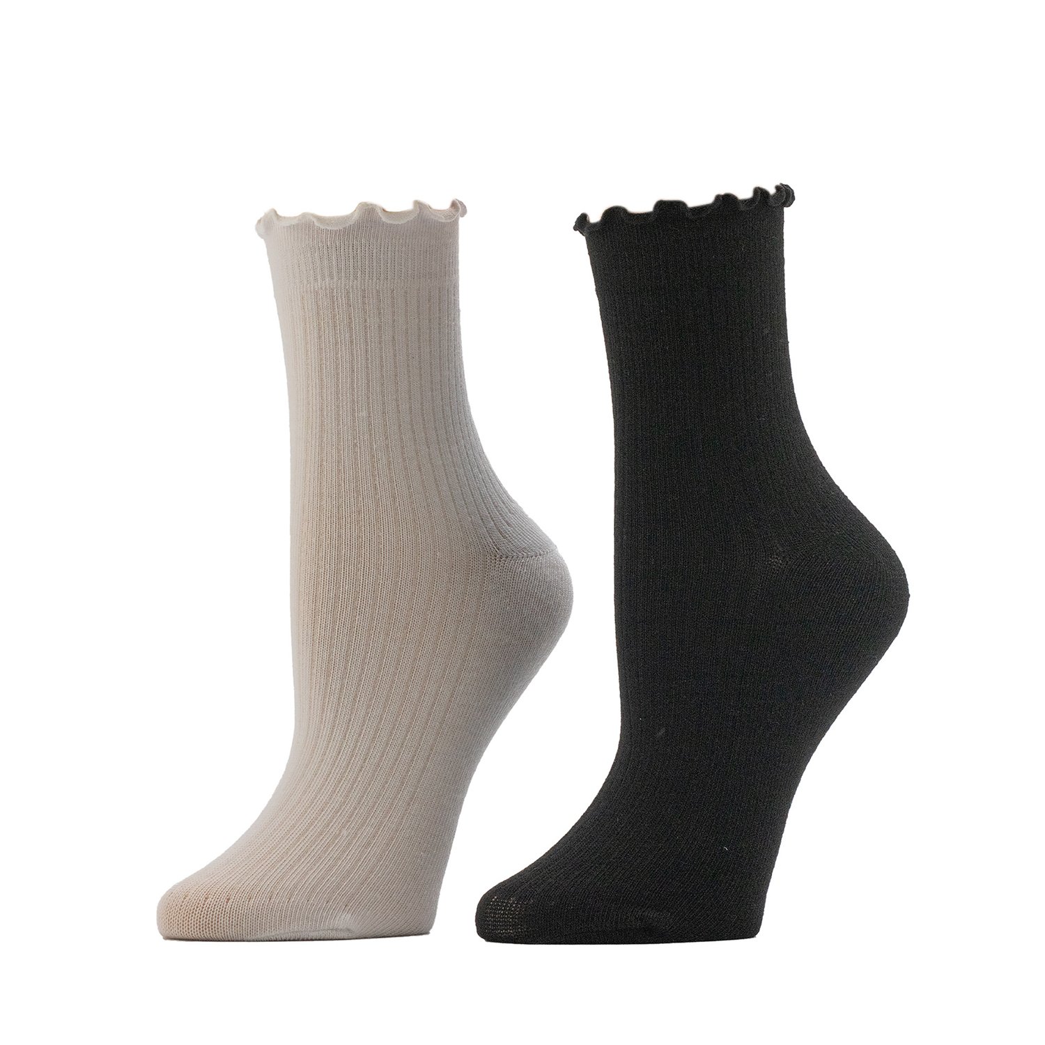 BCG Women's Lettuce Ribbed Quarter Length Socks 2 Pack
