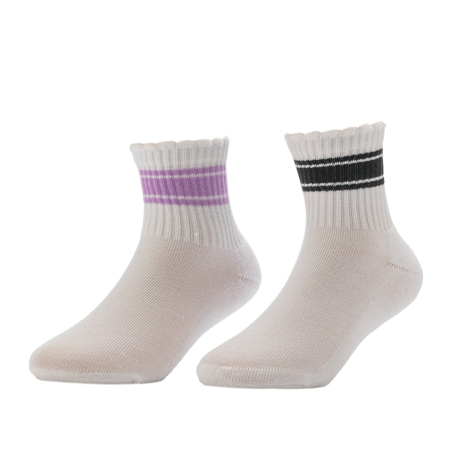 BCG Girls' Varsity Scallop Quarter Socks 2 Pack