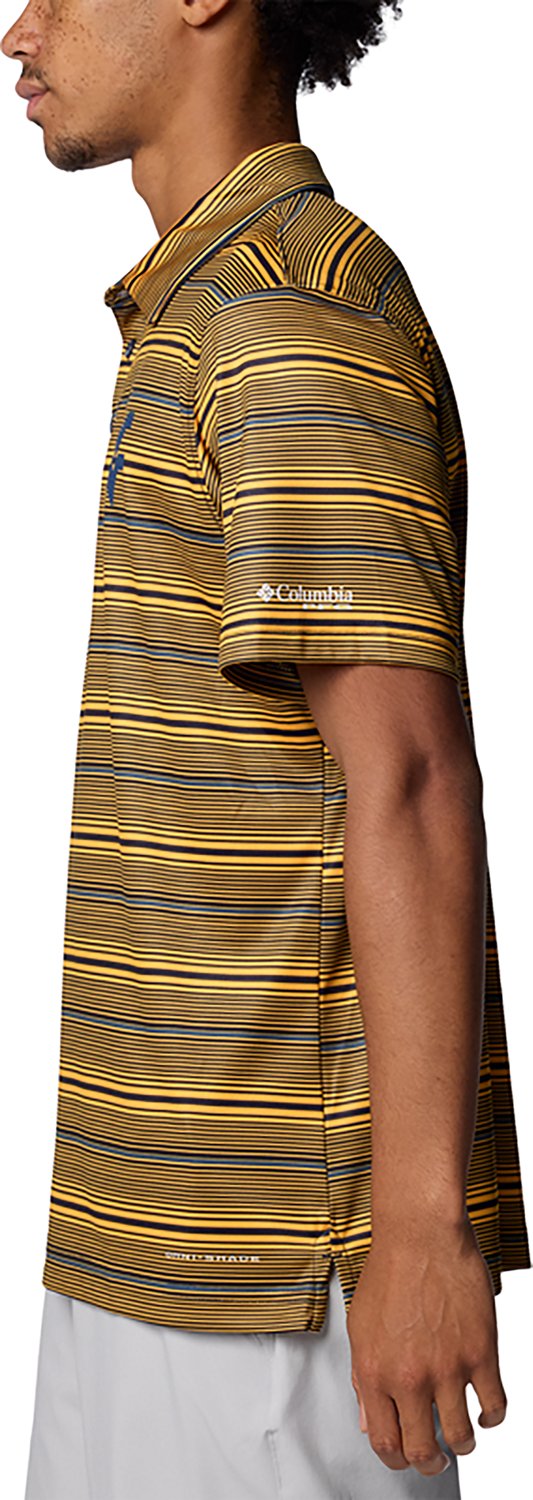 Columbia Sportswear Men's University of West Virginia Mountaineers Stripe Super Terminal Tackle Polo Shirt - view number 2