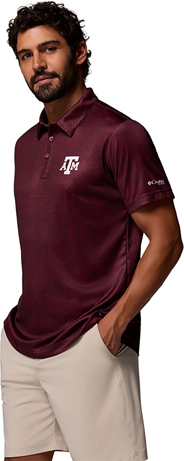 Columbia Sportswear Men’s Texas A&M CLG Stripe Super Terminal Tackle Polo Shirt - view number 2
