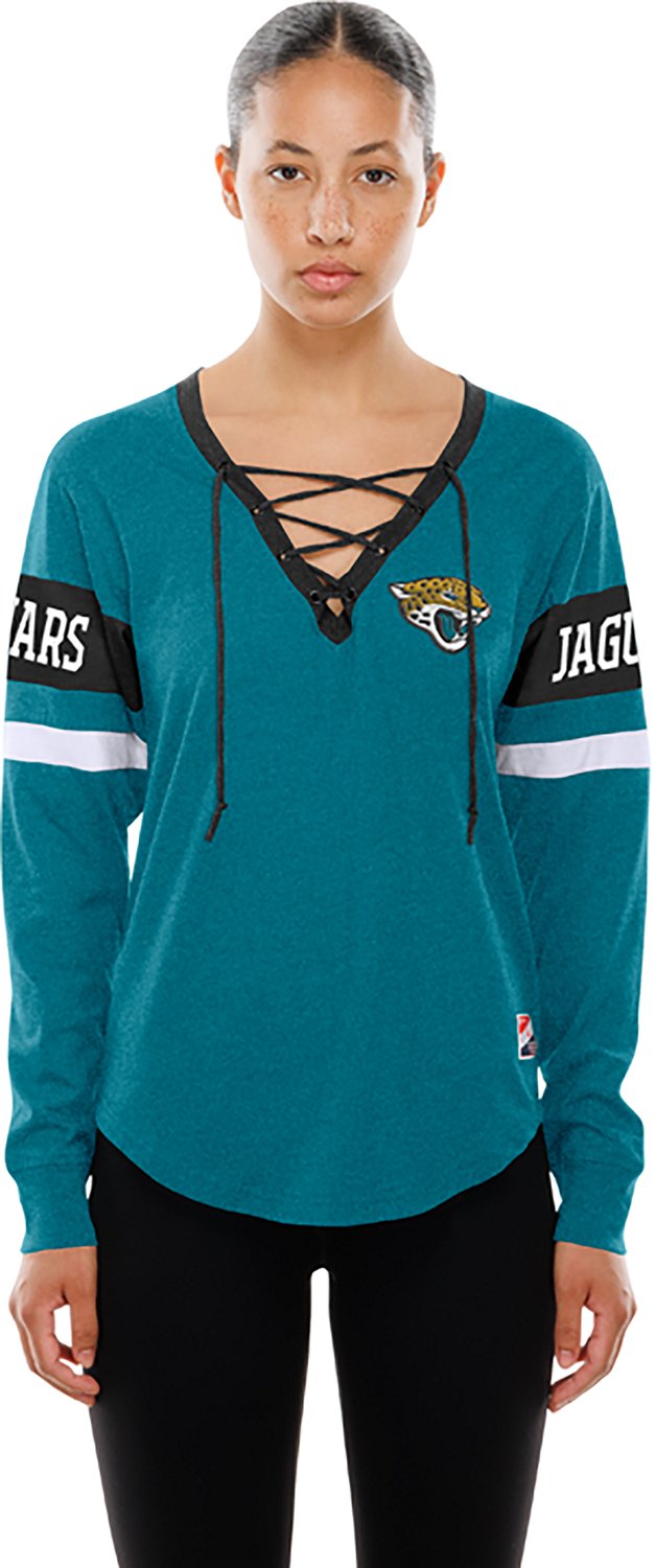 New Era Women's Jacksonville Jaguars Lace-Up Short Long Sleeve T-Shirt