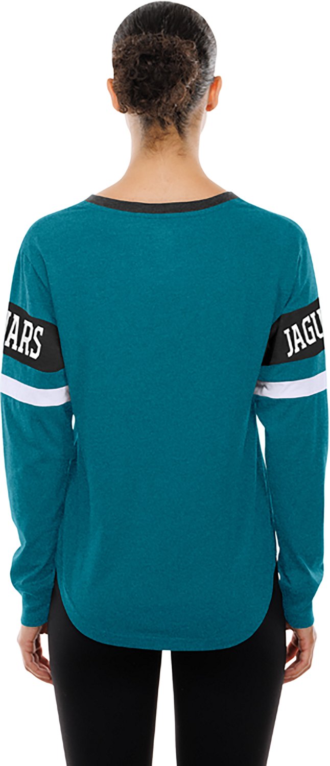 New Era Women's Jacksonville Jaguars Lace-Up Short Long Sleeve T-Shirt - view number 2