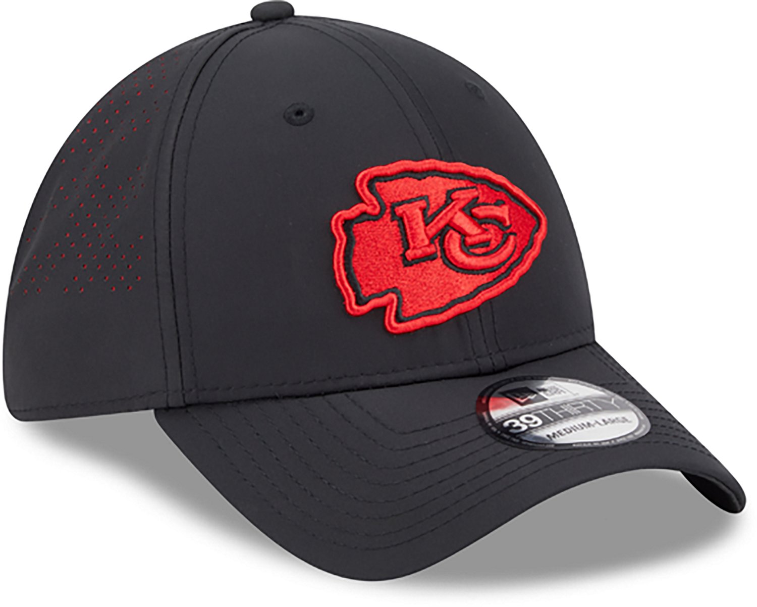 New Era Men's Kansas City Chiefs Night Black 39THIRTY Cap                                                                        - view number 3