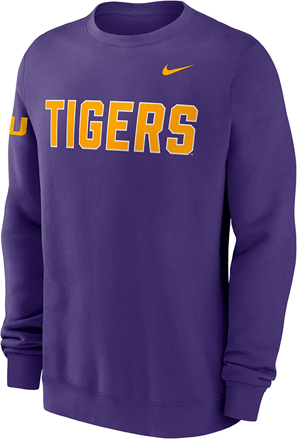 Nike Men's LSU Tigers Block Team Fleece Club Crew Sweatshirt - view number 2